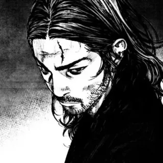 ⚔ Miyamoto Musashi Vagabond musashi, vagabond, samurái, manga, espada whatsapp sticker