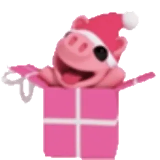 🎁 돼지, 크리스마스, 산타 모자, 선물, 선물, 동물 whatsapp sticker