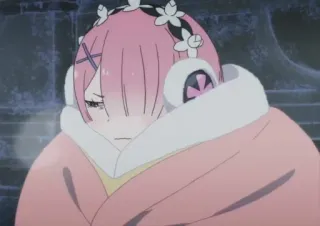 🍓 Ram Anime, Triste, Personaggio, Capelli rosa, Piangere telegram sticker