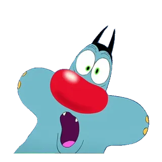 😮 Oggy Oggy and the Cockroaches dessin animé, chat, Oggy, choqué, drôle, chat bleu telegram sticker