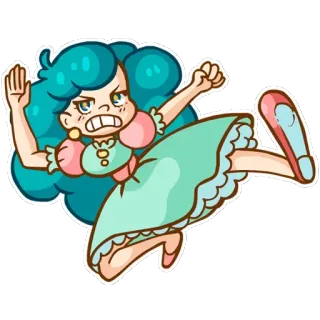 👊 Desenho animado, Bravo/a, Personagem, Garota, Atitude, Soco telegram sticker