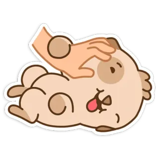 😔 cão, animal de estimação, animal, fofo, mão, carinho, desenho animado telegram sticker