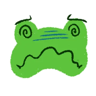 🤕 rana, stordito, cartone animato, verde, adesivo, animale, espressione whatsapp sticker