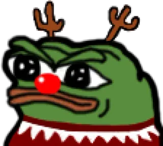 😡 Pepe the Frog Pepe, Frog, Meme, Christmas, Reindeer, Rudolph whatsapp sticker