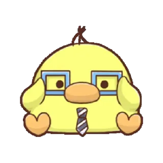 😳 chick, glasses, tie, cute, yellow, cartoon telegram sticker