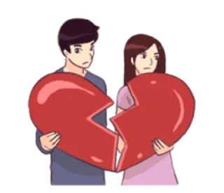 💔 złamane serce, smutny, związek, para, kreskówka, rozstanie telegram sticker