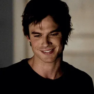 😂 Damon Salvatore The Vampire Diaries vampiro, serie de TV, sonrisa, guapo, actor telegram sticker