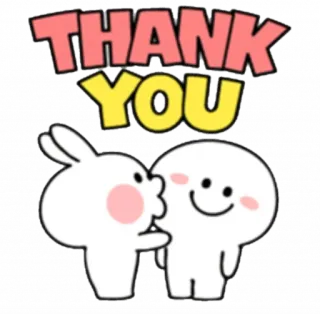 😚 THANK YOU ありがとう, かわいい, うさぎ, ステッカー, 挨拶, フレンドリー telegram sticker