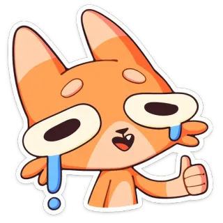 😭 animal, cute, cartoon, sticker, fox, thumb up, crying whatsapp sticker