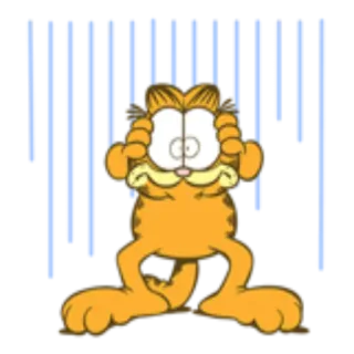 😬 Garfield Garfield, kreskówka, smutny, kot, pomarańczowy, deszcz, przygnębiony telegram sticker