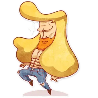 ✨ Mann, Cartoon, Figur, Blonde Haare, Bart, Bauchmuskeln whatsapp sticker