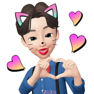 ❤️ @jonafzan gato, kawaii, corazón, chico, amor, dibujos animados telegram sticker