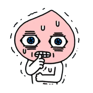 😨 Kakao Friends, Apeach, nervoso, preocupado, pêssego, desenho animado telegram sticker
