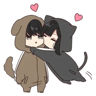 🏹 การ์ตูน, จูบ, กอด, คาวาอิ, น่ารัก, อนิเมะ telegram sticker