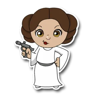 👸 Leia Organa Star Wars Księżniczka Leia, Gwiezdne Wojny, kreskówka, chibi, science fiction, opera kosmiczna telegram sticker