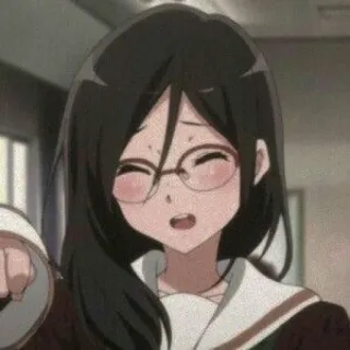 💗 anime, girl, cartoon, smiling, character, glasses telegram sticker