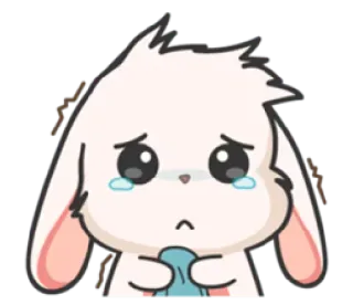 😢 coelho, triste, chorando, coelho, fofo, animal, emoji, adesivo telegram sticker