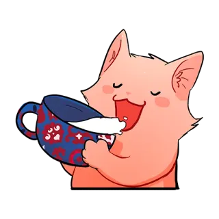 😋 Katze, Kaffee, süß, Tier, Getränk, kawaii telegram sticker