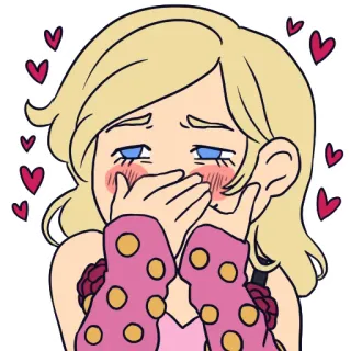 🥰 anime, dibujos animados, pegatina, corazones, pelo rubio, lindo telegram sticker