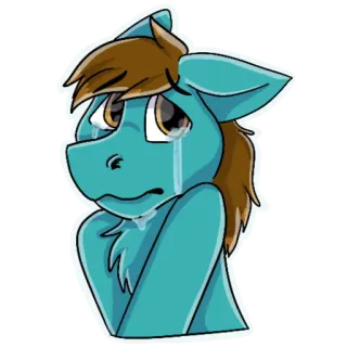 😢 poni, triste, llorando, dibujos animados, emocional telegram sticker