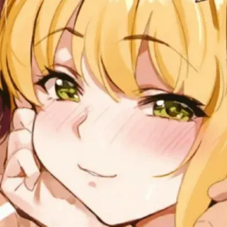 😏 애니메이션 여자, 금발, 웃는, 귀여운 telegram sticker