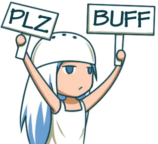 💪 PLZ BUFF Animé, Manga, Jeu vidéo, Implorant, Mignon, Fille, Musclé, Panneau whatsapp sticker