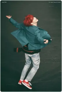 😍 Angel Mark My Angel, thing out of space Junge, Mann, Teenager, Jugendlicher, Springen, Rote Haare, K-Pop telegram sticker