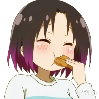 😋 Elma Miss Kobayashi's Dragon Maid Anime, Dragón, Comiendo, Lindo, Kawaii, Elma whatsapp sticker