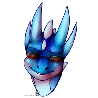 😎 naga, kacamata hitam, kartun, biru, makhluk fantasi whatsapp sticker