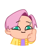 ⭐ thumbs up, boy, pink hair, approval, cartoon, cute, anime style telegram sticker