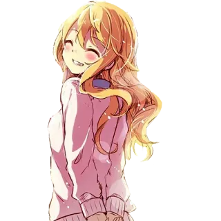 😁 ragazza anime, sorridente, felice, carina, cartone animato, illustrazione telegram sticker