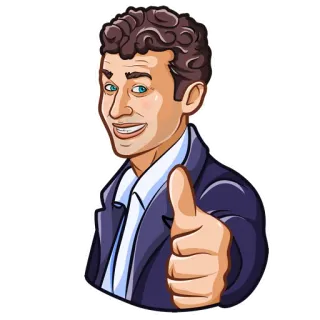 👍 ยกนิ้วโป้ง, อนุมัติ, เชิงบวก, ผู้ชาย, การ์ตูน, ทำได้ดี, เห็นด้วย whatsapp sticker