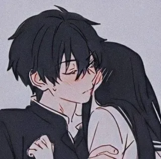 ❤️ Anime, Cartone animato, Abbraccio, Coppia, Romance, Amore, Scuola telegram sticker