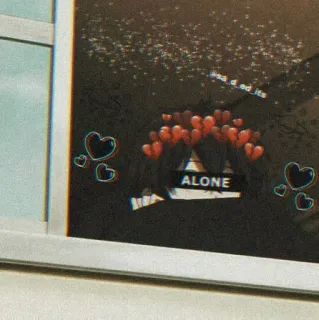 🙂 ALONE alone, hearts, window, sad, loneliness telegram sticker