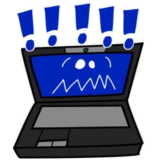 💻 Ноутбук, Компьютер, Ошибка, Грустный, Синий экран, Восклицательные знаки whatsapp sticker