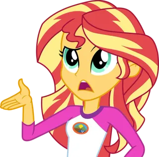 😟 Sunset Shimmer My Little Pony: Equestria Girls サンセットシマー, エクエストリア・ガールズ, アニメ, 混乱, アニメーション whatsapp sticker
