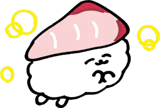 😊 Sushi, Comida, Desenho animado, Fofo, Kawaii, Comida japonesa whatsapp sticker