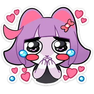 🥰 gato, fofo, kawaii, corações, desenho animado, adesivo telegram sticker