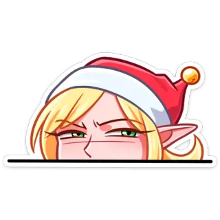 👀 kerst, meisje, anime, kerstmuts, ogen, blond telegram sticker