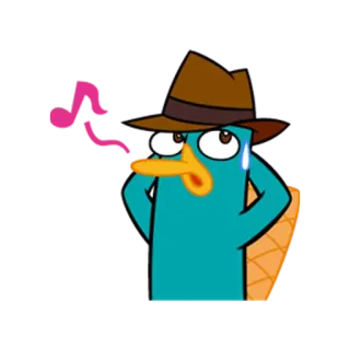 😌 Perry the Platypus Phineas and Ferb Cartone animato, Ornitorinco, Agente, Animale, Cappello, Divertente telegram sticker