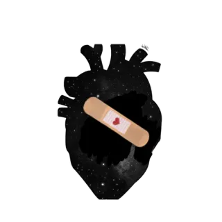 🖤 heart, bandaid, love, healing, galaxy, stars telegram sticker