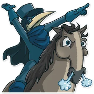 😤 medico della peste, cavallo, cavalcare, adesivo, cartone animato, medievale, medicina whatsapp sticker