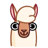 🙁 lama, animal, mignon, drôle, dessin animé, autocollant whatsapp sticker