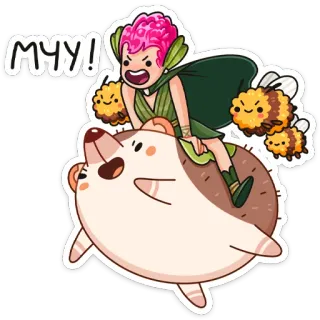🚀 МЧУ! การ์ตูน, แฟนตาซี, เม่น, ผึ้ง, ขี่, สติกเกอร์ telegram sticker