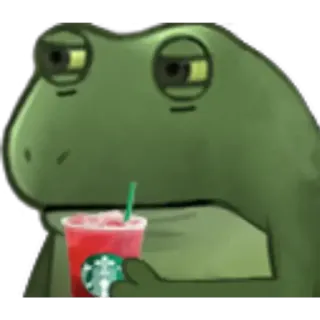😂 カエル, スターバックス, 飲み物, ミーム, かわいい, 動物 telegram sticker