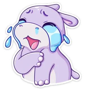 😭 menangis, sedih, kuda nil ungu, kartun, air mata, emosi, kesedihan telegram sticker