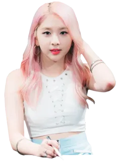 🙂 mulher, garota, cabelo rosa, pessoa, retrato, coreana, cantora whatsapp sticker
