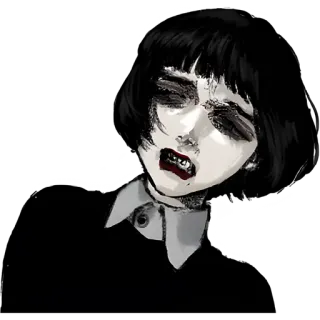 😬 женщина, портрет, эмоциональный, темный, жуткий telegram sticker