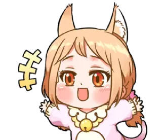 😮 Anime, Kawaii, Carino, Ragazza, Chibi, Orecchie, Coda, Felice telegram sticker