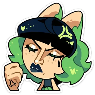⭐ en colère, dessin animé, animé, expression, poing, femme, fille, style telegram sticker